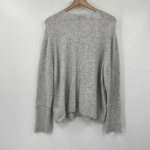 Something Navy V Neck Sweater Knit Cotton Wool Blend Light Gray Womens Medium - Picture 4 of 6